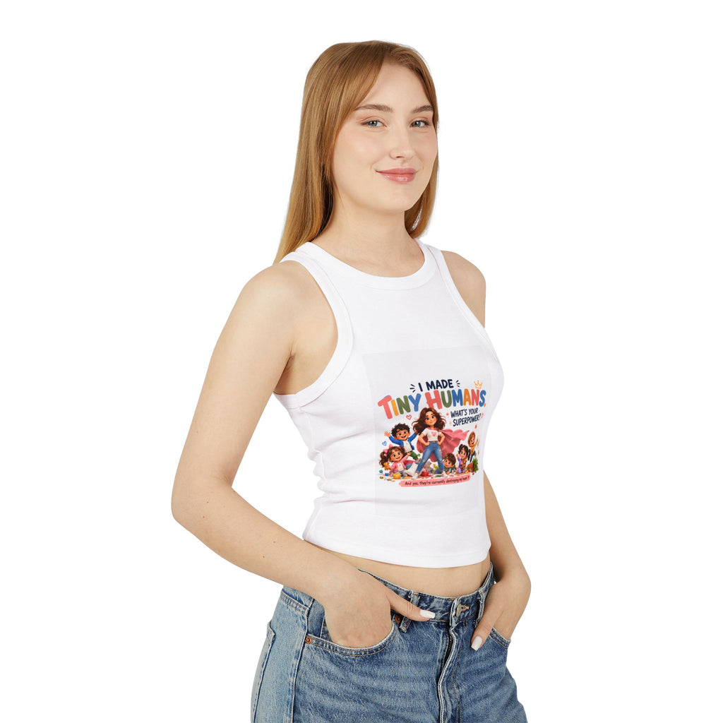 Racer Tank - "I Made Tiny Humans" Cute Mom Graphic Tank Top