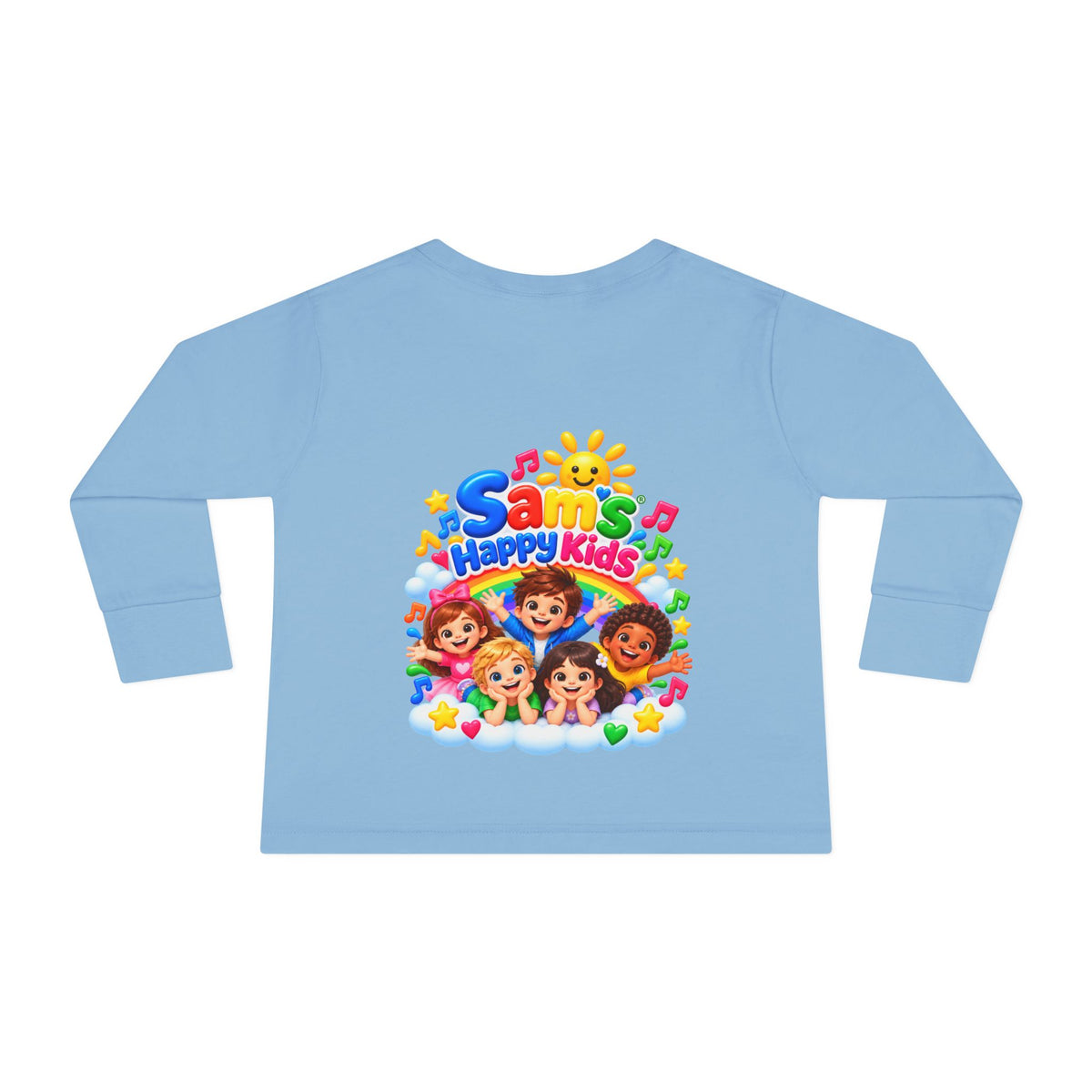 Toddler Long Sleeve Tee — “Sam’s Happy Kids” Colorful Cartoon Music Playtop