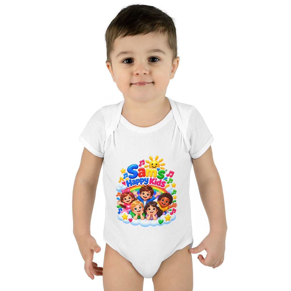 Happy Kids Infant Bodysuit — Colorful 'Sam's Happy Kids' Baby Onesie