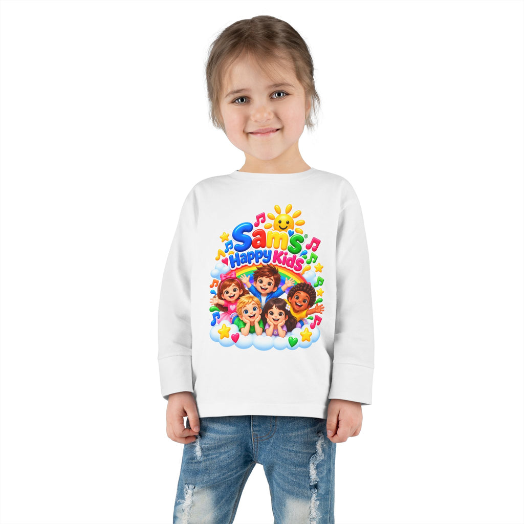 Toddler Long Sleeve Tee — “Sam’s Happy Kids” Colorful Cartoon Music Playtop