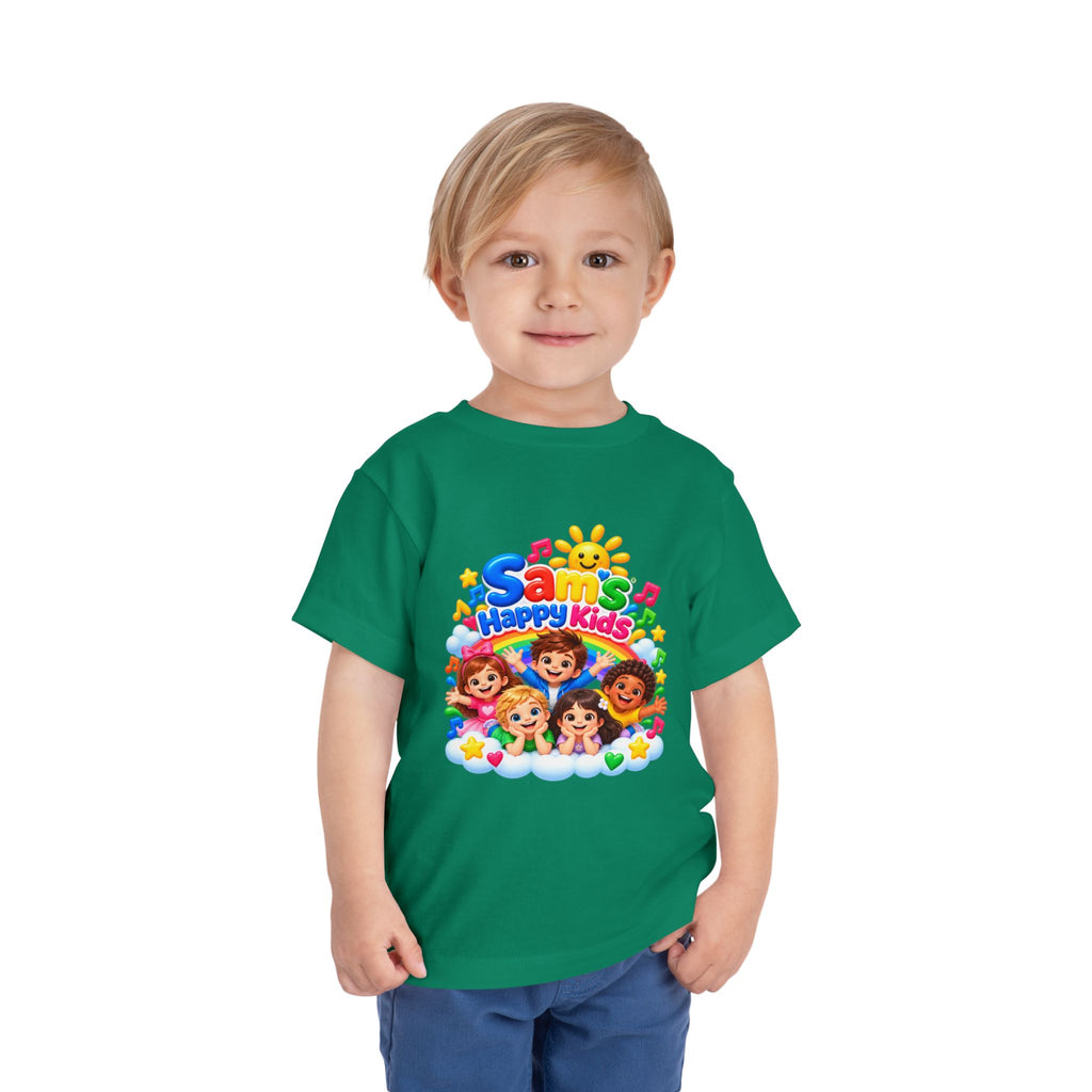Toddler Tee — "Sam's Happy Kids" Colorful Cartoon Kids Graphic
