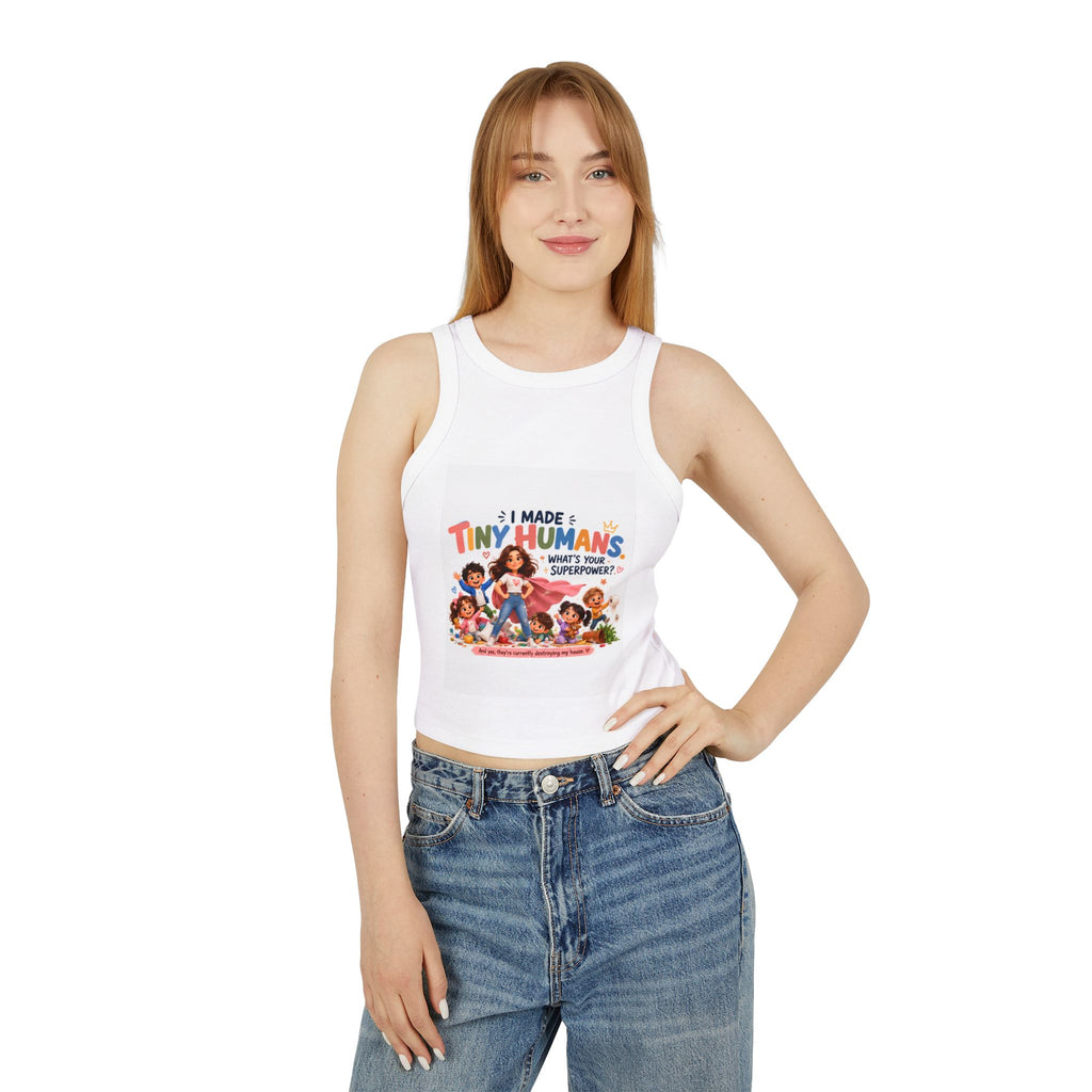 Racer Tank - "I Made Tiny Humans" Cute Mom Graphic Tank Top