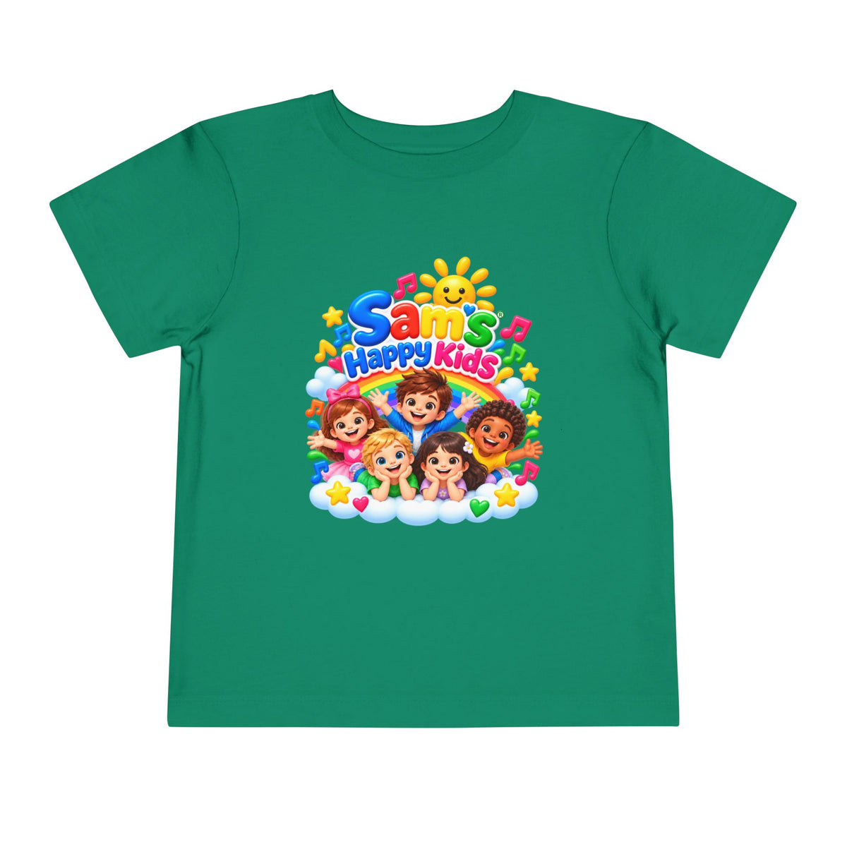 Toddler Tee — "Sam's Happy Kids" Colorful Cartoon Kids Graphic