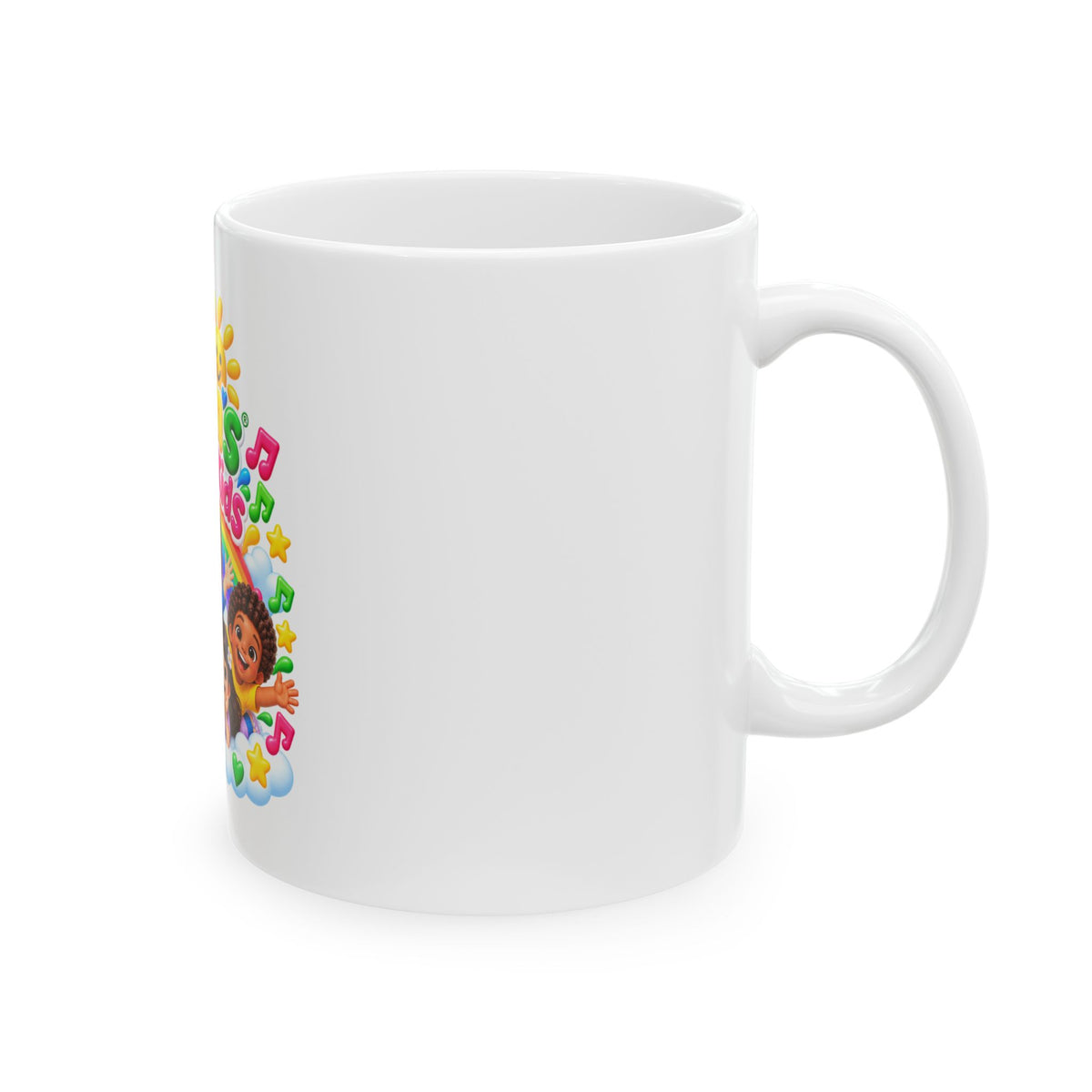 Sam's Happy Kids Ceramic Mug — Colorful Kids' Breakfast Cup (11oz/15oz)