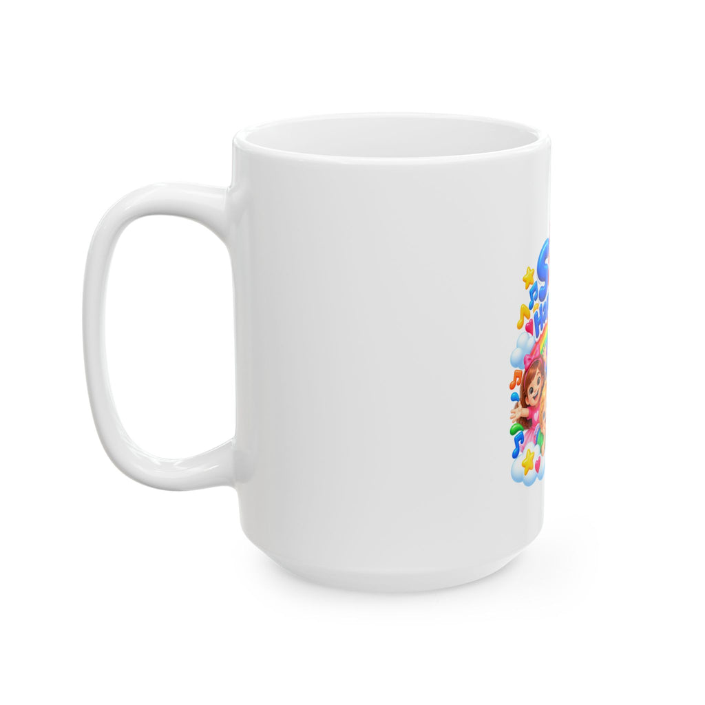 Sam's Happy Kids Ceramic Mug — Colorful Kids' Breakfast Cup (11oz/15oz)