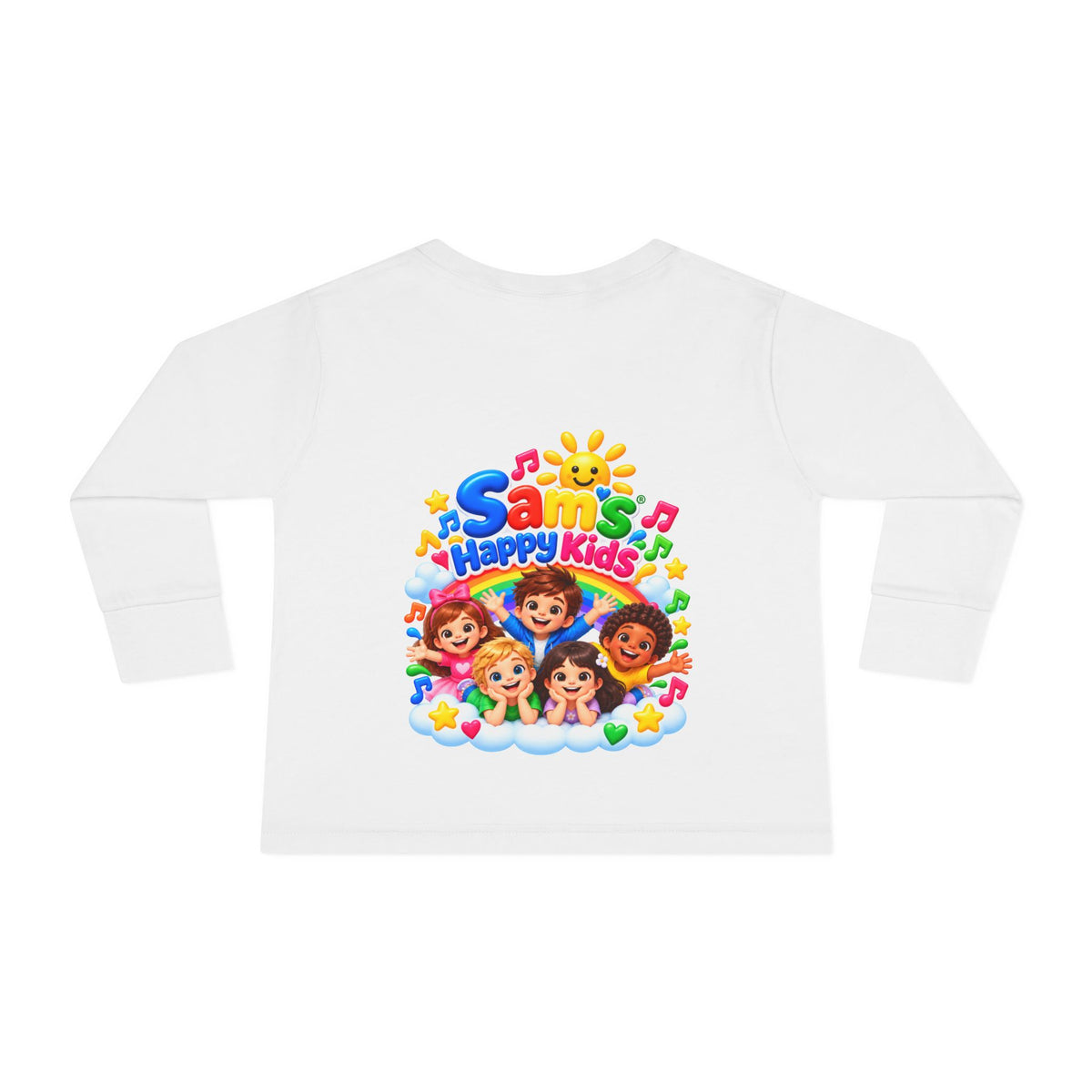 Toddler Long Sleeve Tee — “Sam’s Happy Kids” Colorful Cartoon Music Playtop