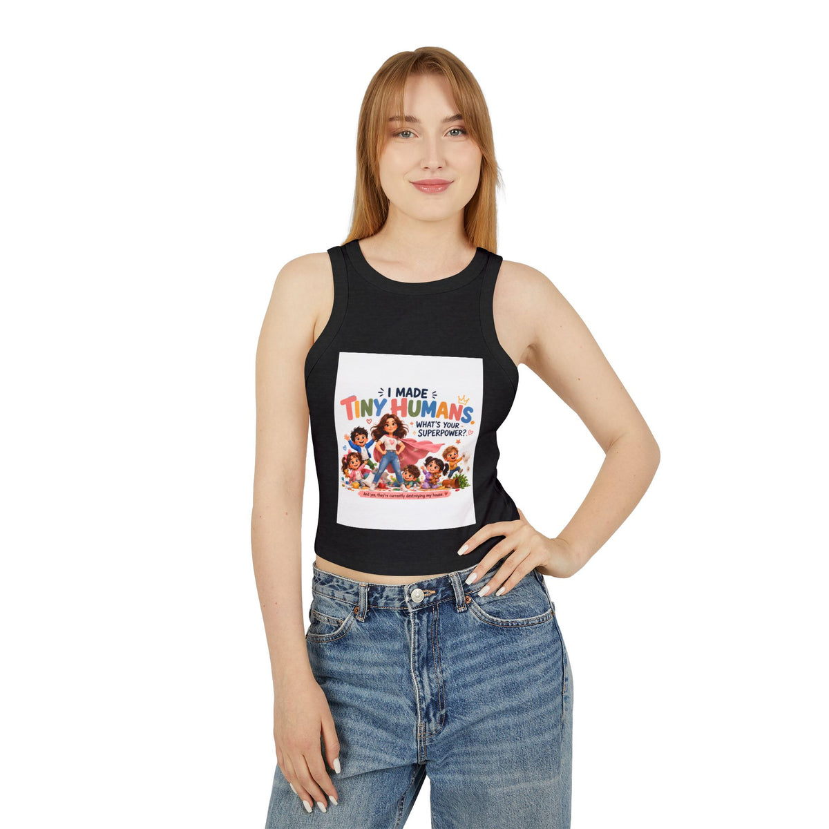 Racer Tank - "I Made Tiny Humans" Cute Mom Graphic Tank Top