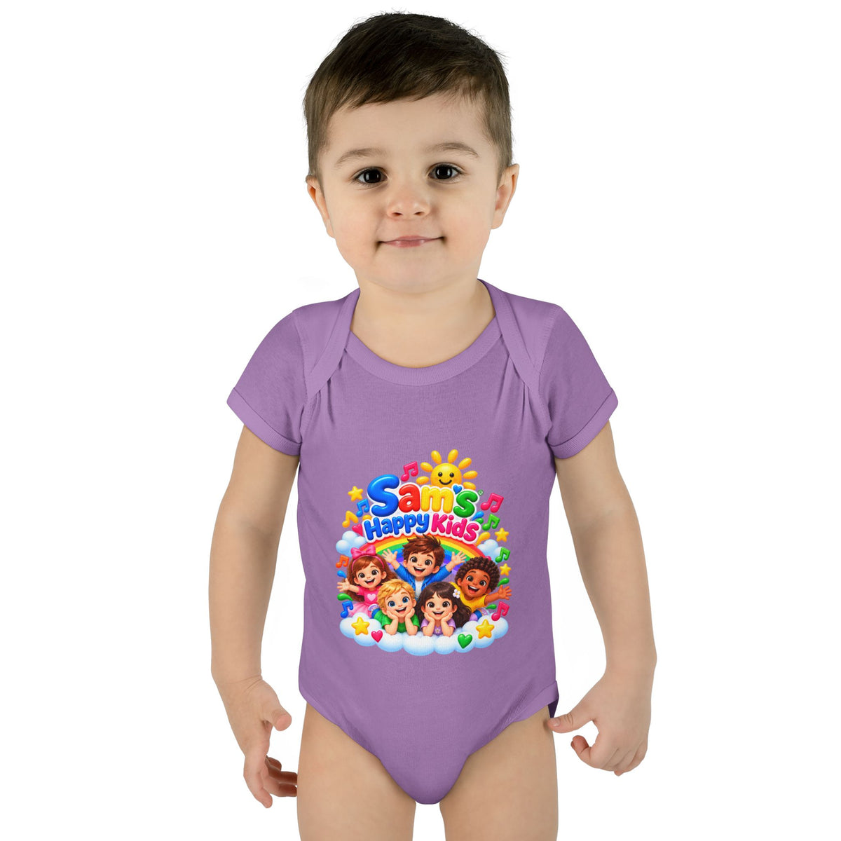 Happy Kids Infant Bodysuit — Colorful 'Sam's Happy Kids' Baby Onesie