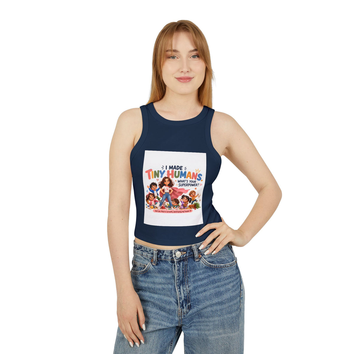Racer Tank - "I Made Tiny Humans" Cute Mom Graphic Tank Top