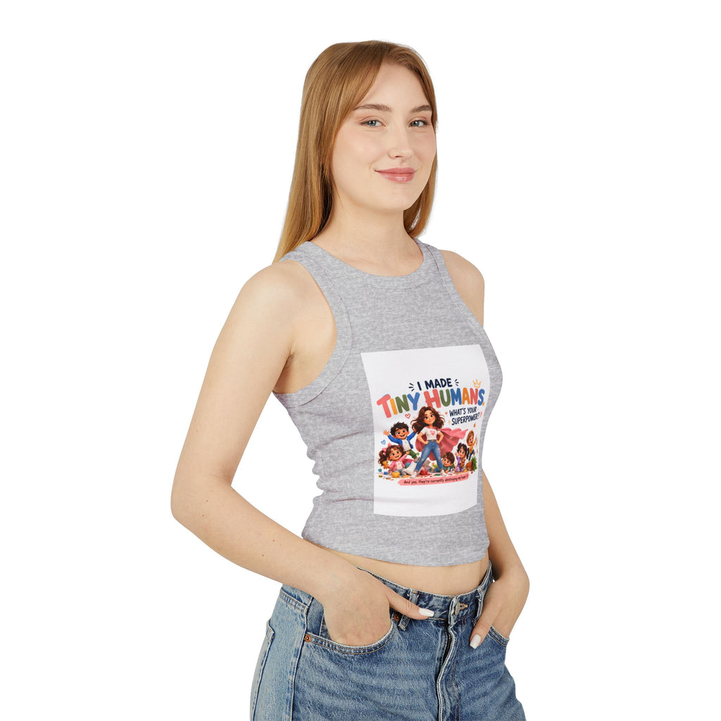 Racer Tank - "I Made Tiny Humans" Cute Mom Graphic Tank Top