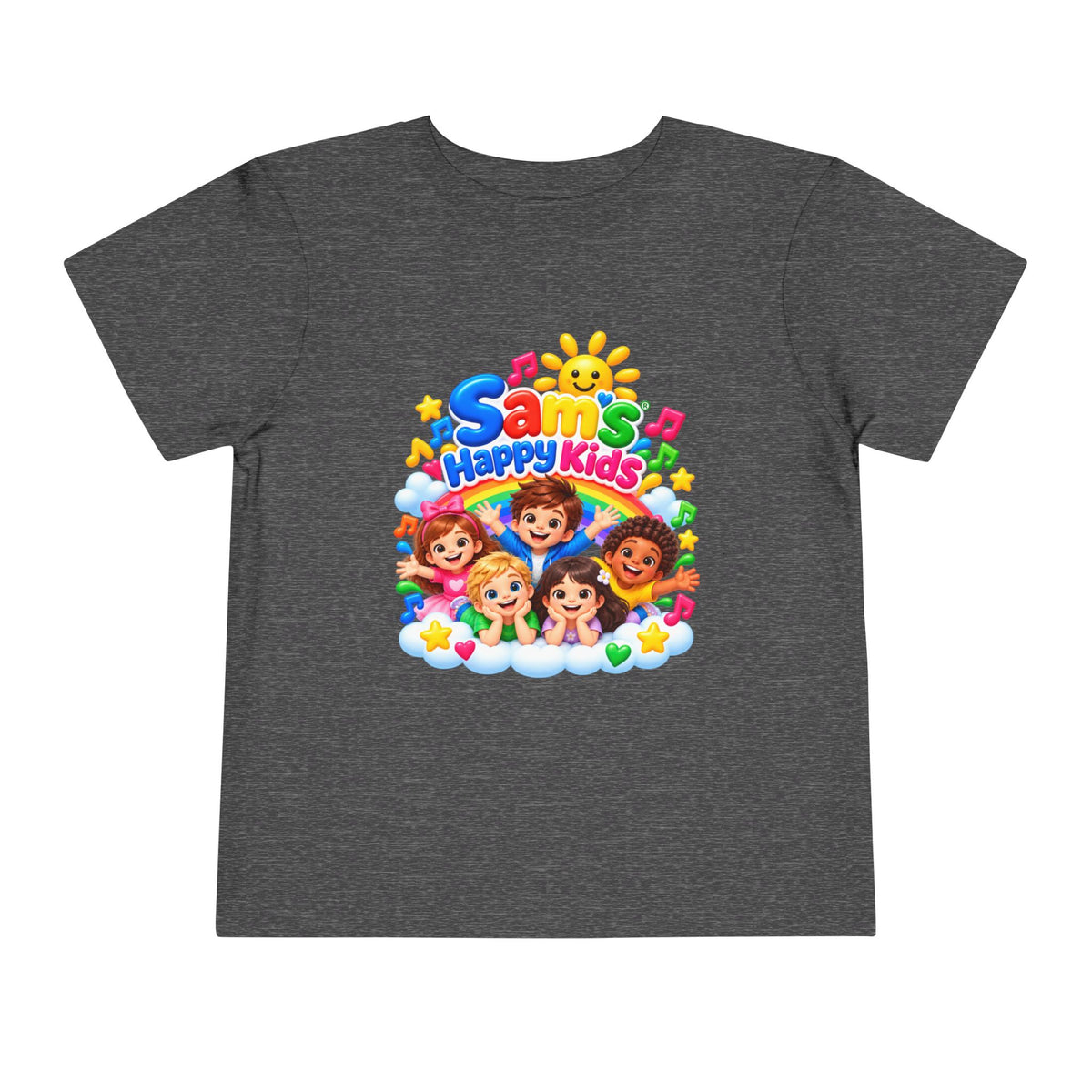 Toddler Tee — "Sam's Happy Kids" Colorful Cartoon Kids Graphic